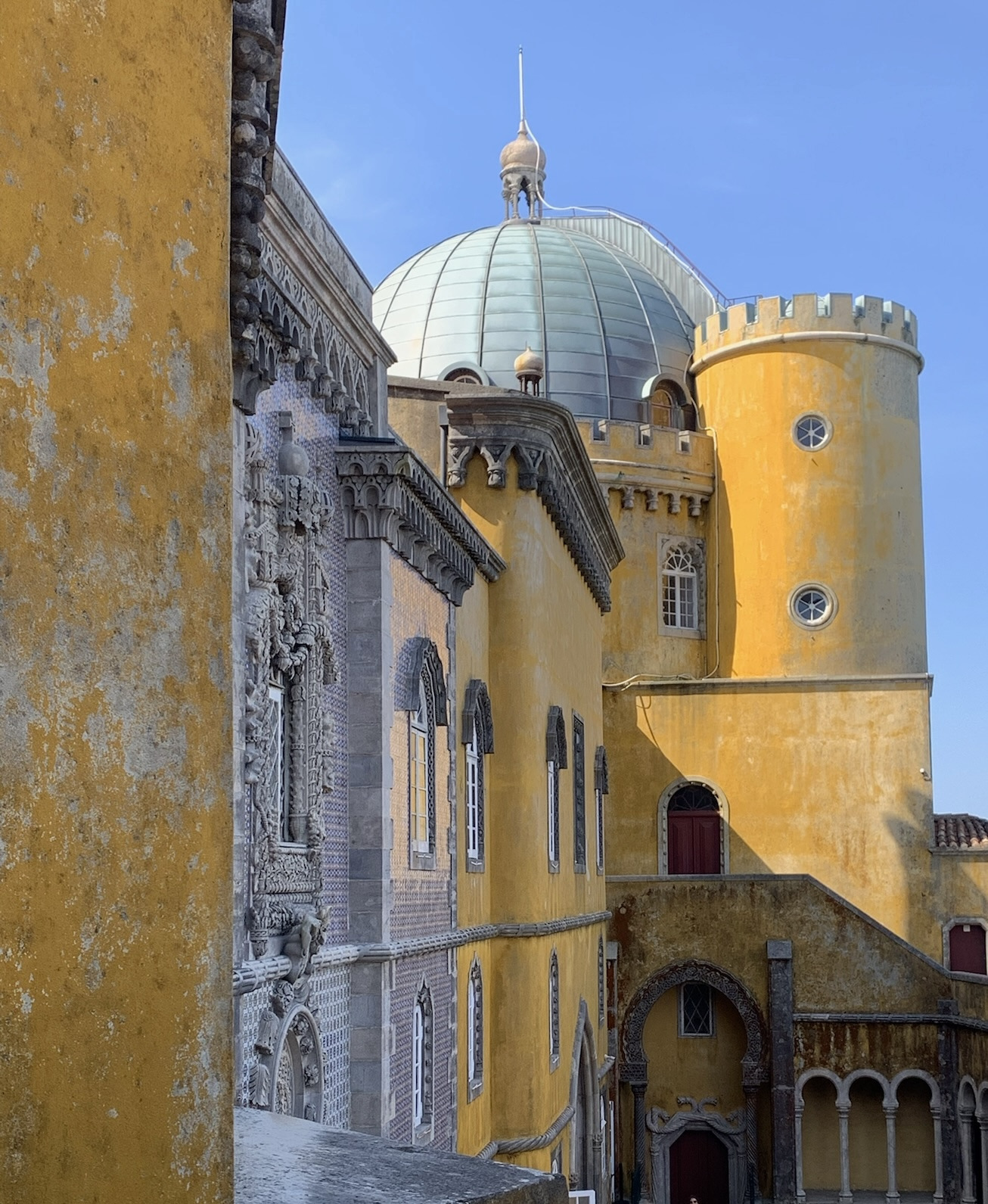 Yellow palace architecture in Portugal